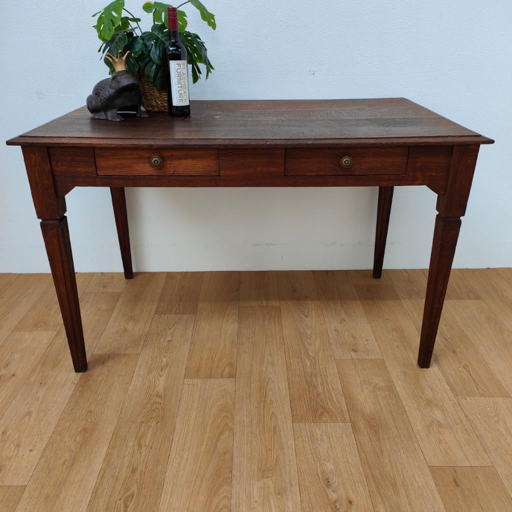 Landelijk houten boeren tafel eettafel met 2 lades, Valkenswaard, Gebruikt, Info@flashbackfurniture.nl, Eikenhout