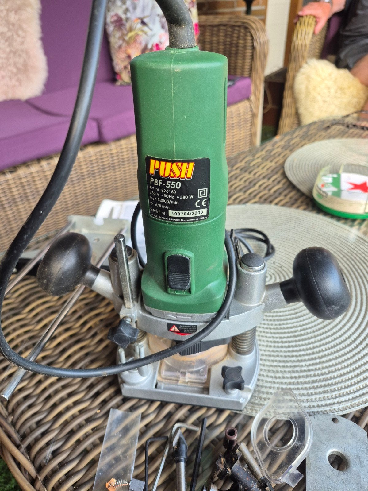 PUSH PBF-550 Bovenfrees - Compleet met accessoires, Gebruikt, Ophalen of Verzenden, Bovenfrees, PUSH