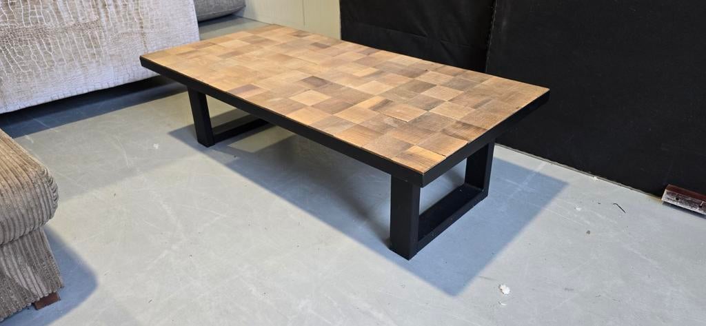 Towerliving Salontafel Zwart IJzer & Mangohout 160x60x40cm, Overige materialen, Gebruikt, Towerliving, Towerliving