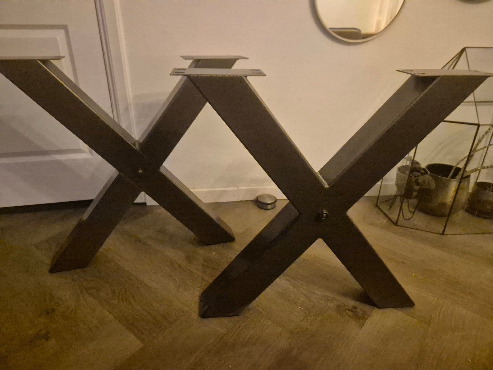 Set van 2 metalen tafelpoten (X-vorm), Ophalen, Tafelpoot, Minder dan 50 cm, Gebruikt