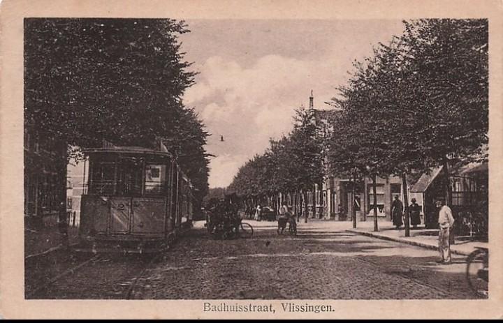 Vlissingen Badhuisstraat 1923 Prachtige tram kaart, Verzenden, Voor 1920, Gelopen, Zeeland