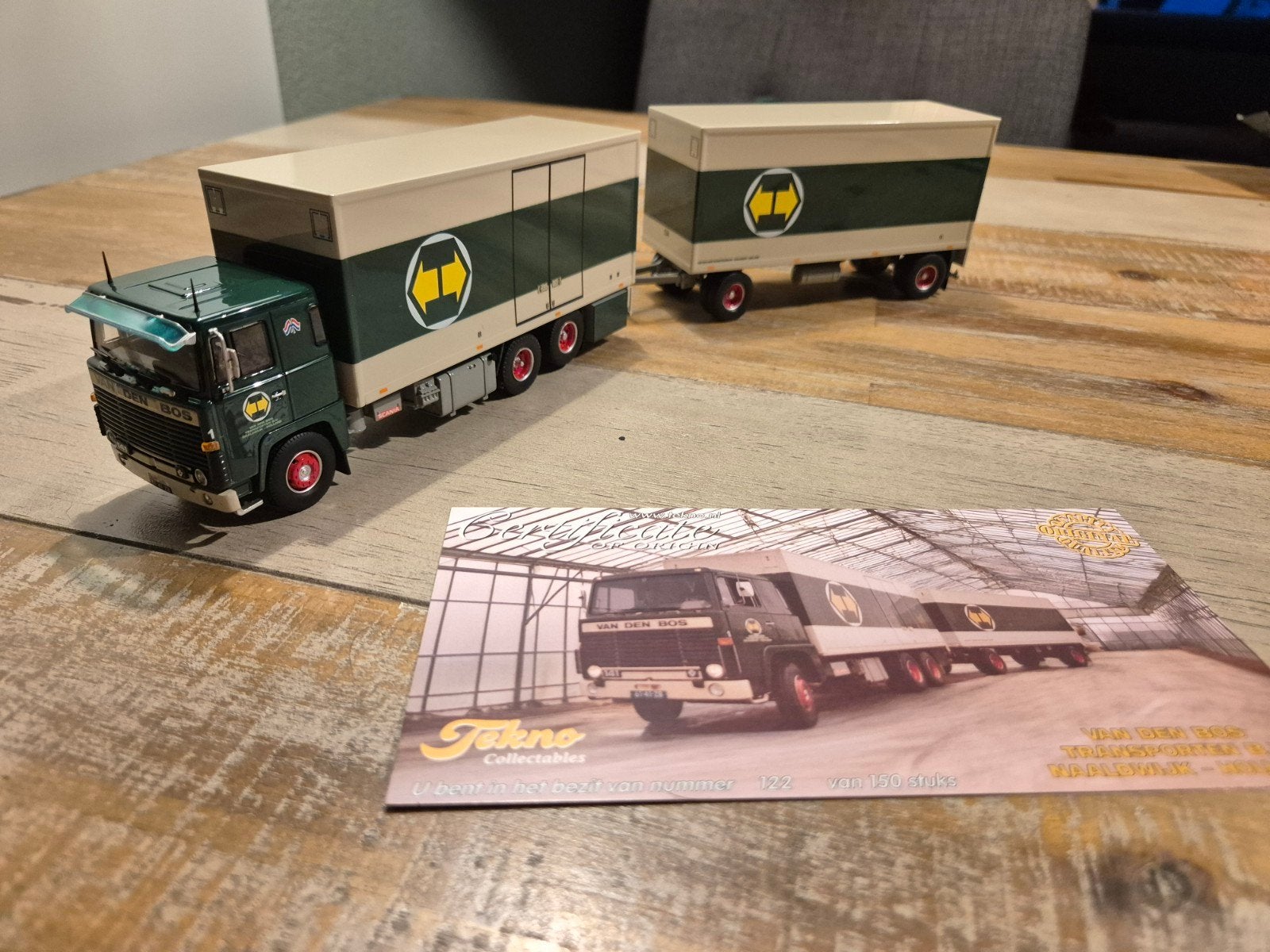 Van den Bos Transporten Scania 141 V8 combi Tekno, Ophalen of Verzenden, Nieuw, Bus of Vrachtwagen, Tekno