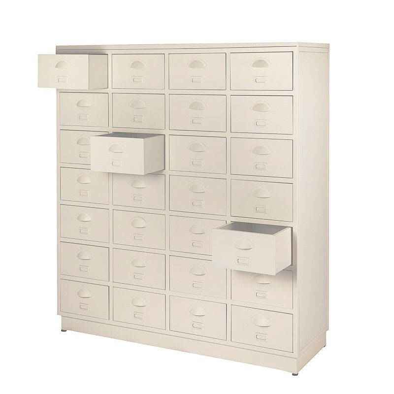 Apothekerskast Industriële Ladekast Metalen Kast IJzeren Wit, Huis en Inrichting, Info@dehanzeherten.nl, 5 laden of meer, 100 tot 150 cm