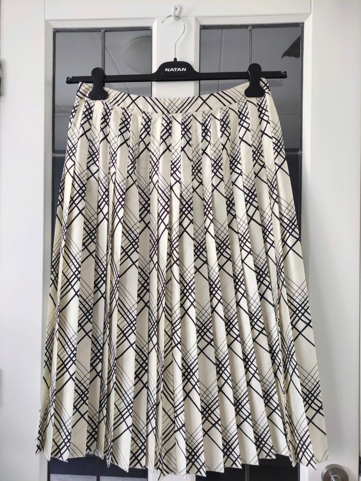Natan Plissé Rok Crème/Zwart - Maat 40, Maat 38/40 (M), Verzenden, Beige, Zo goed als nieuw