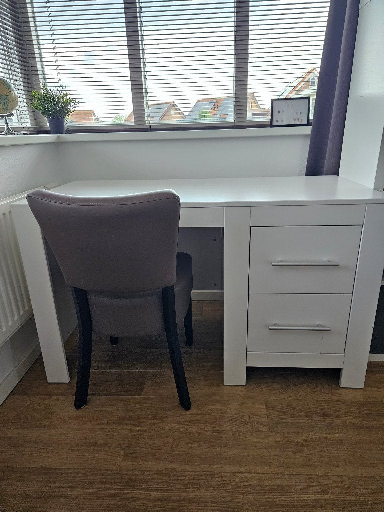 wit bureau van BOPITA met 2 lades met zilveren greepjes, Ophalen, Gebruikt, Schoolbureau, Overige merken