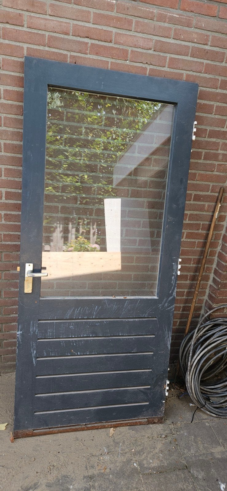 Buitendeur 93× 205 met dubbelglas - Gebruikt, Ophalen