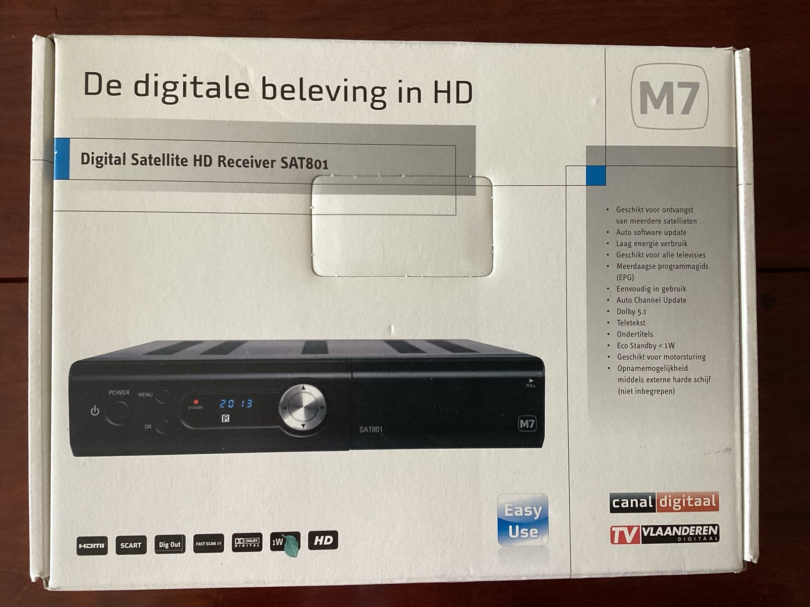 Digitale Satellite HD Receiver SAT801 M7 met schotel en toeb, Audio, Tv en Foto, Ophalen, Gebruikt