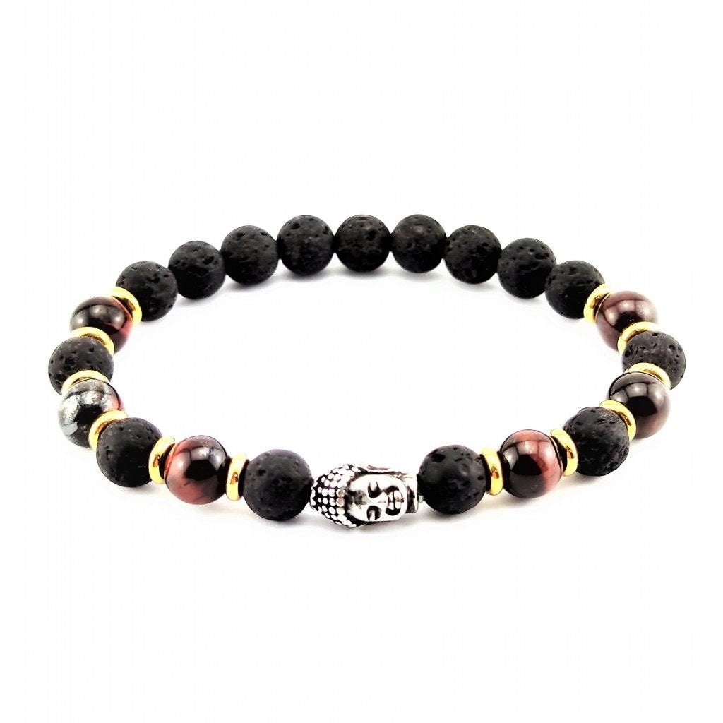Natuurlijke Lava en Bruine Tijgeroog Armband met Boeddha, Overige materialen, Met bedels of kralen, Birgitta-Gracht 33, 6465 EL Kerkrade, Nederland