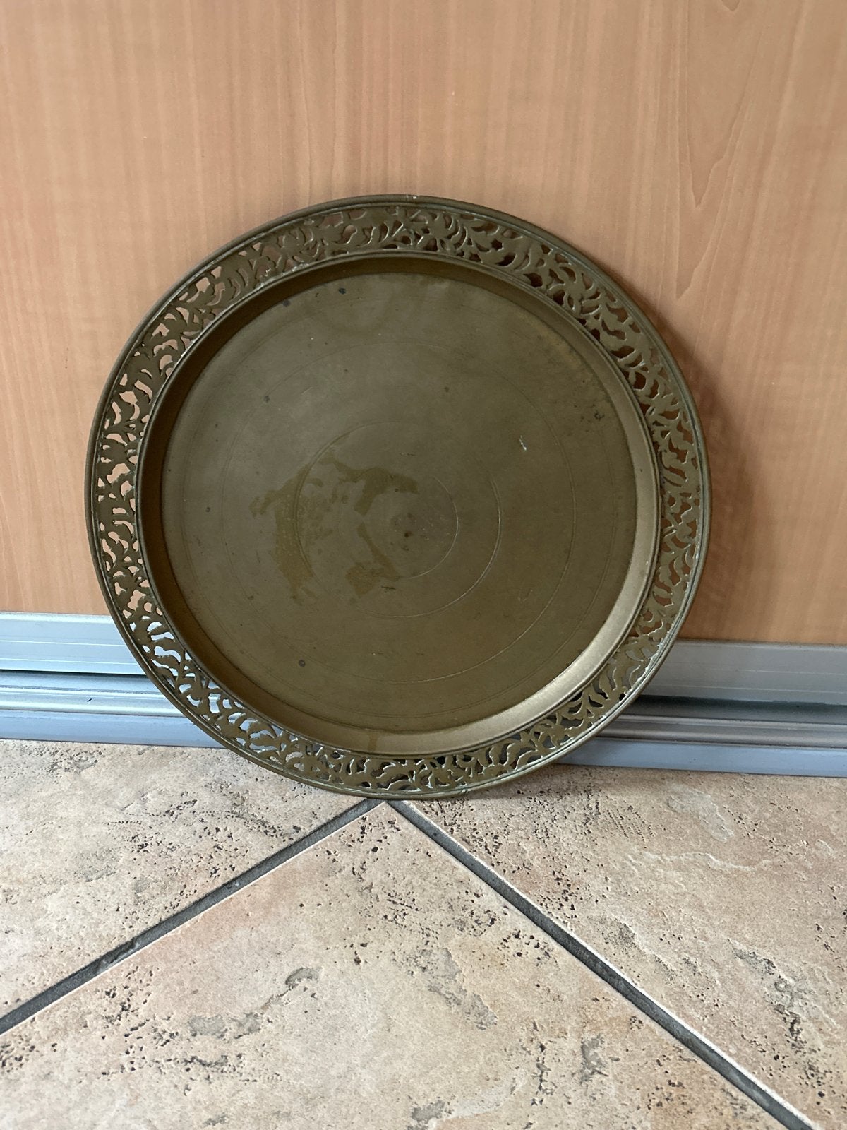 Vintage Messing Dienblad met Opengewerkt Rand, Antiek en Kunst, Ophalen
