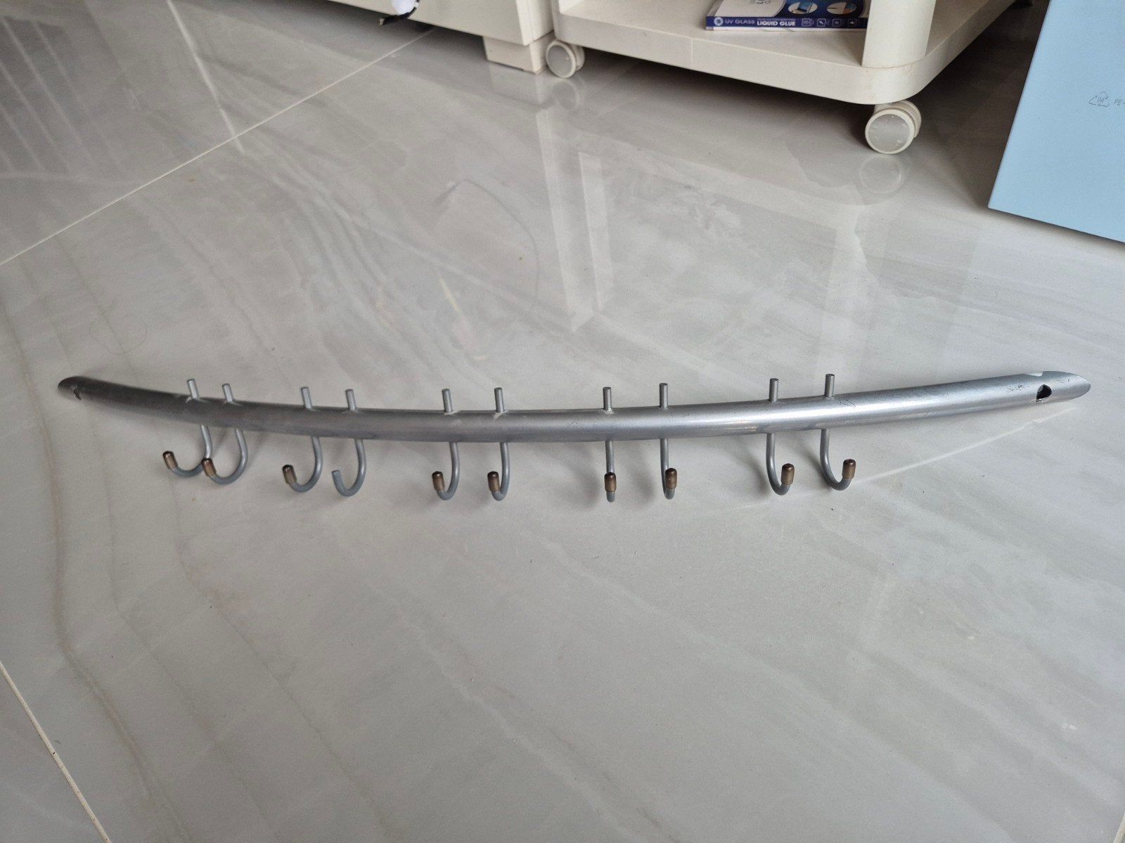 Metalen wandkapstok met 10 haken, Wandkapstok, Gebruikt, Ophalen of Verzenden, Minder dan 100 cm