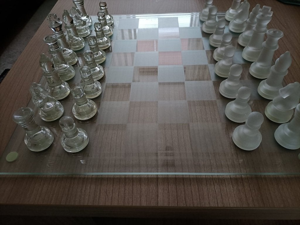 glazen schaak-, dam- en backgammon spel, Een of twee spelers, Ophalen of Verzenden, Zo goed als nieuw, Plus Punkt