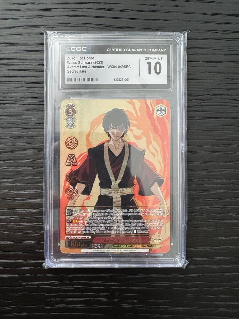 Zuko: For Honor Weiss Schwarz SEC049 CGC Gem Mint 10, Ophalen of Verzenden, Nieuw