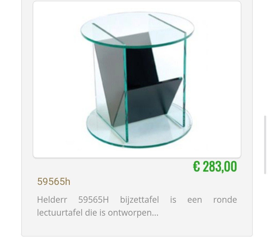 Design glazen bijzettafel Helderr, Huis en Inrichting, Ophalen of Verzenden