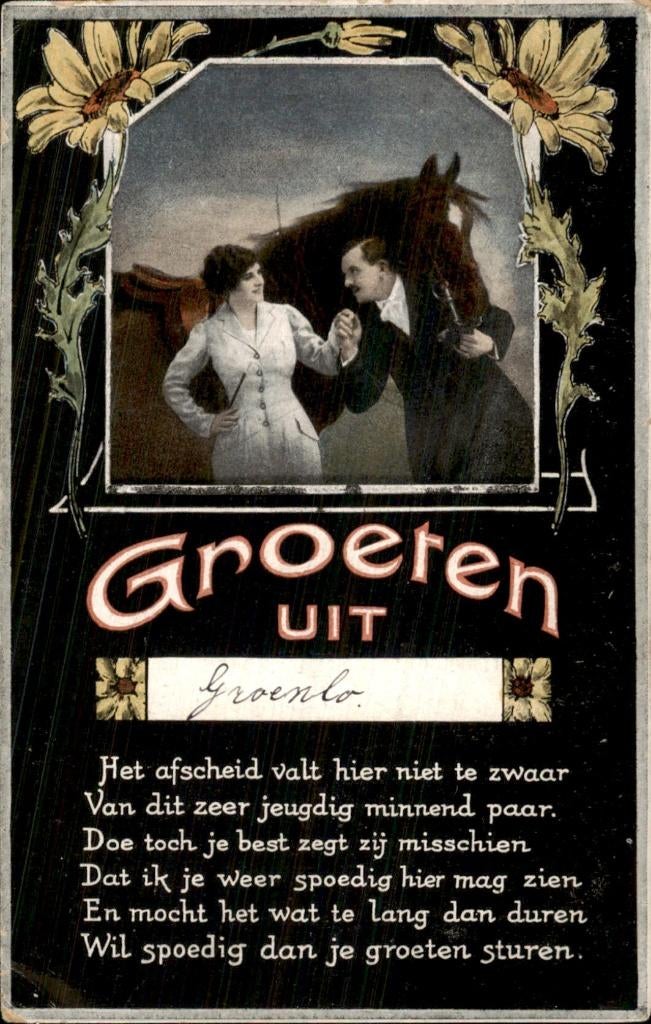 Groenlo - Groeten uit - Paard, Ophalen of Verzenden, Voor 1920, Gelopen, Gelderland