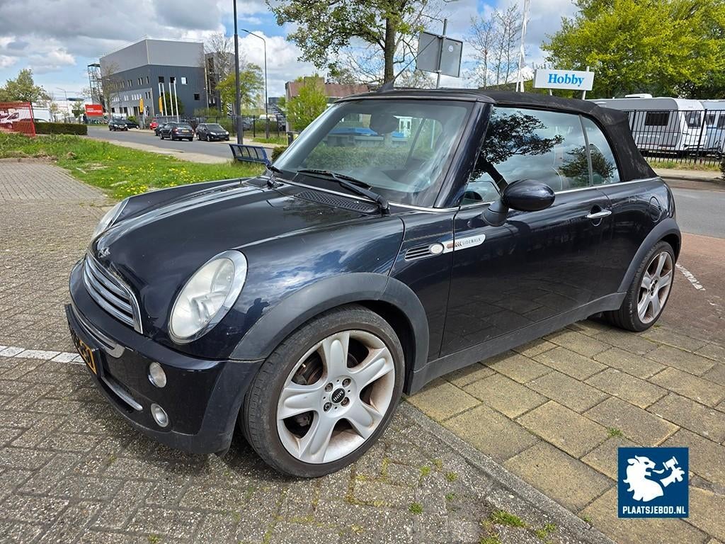 FAILLISSEMENTSVEILING MINI 1.6 16V Cooper Cabrio 2008 zwart, Auto's, Voorwielaandrijving, 4 cilinders, Cabriolet, 4 stoelen