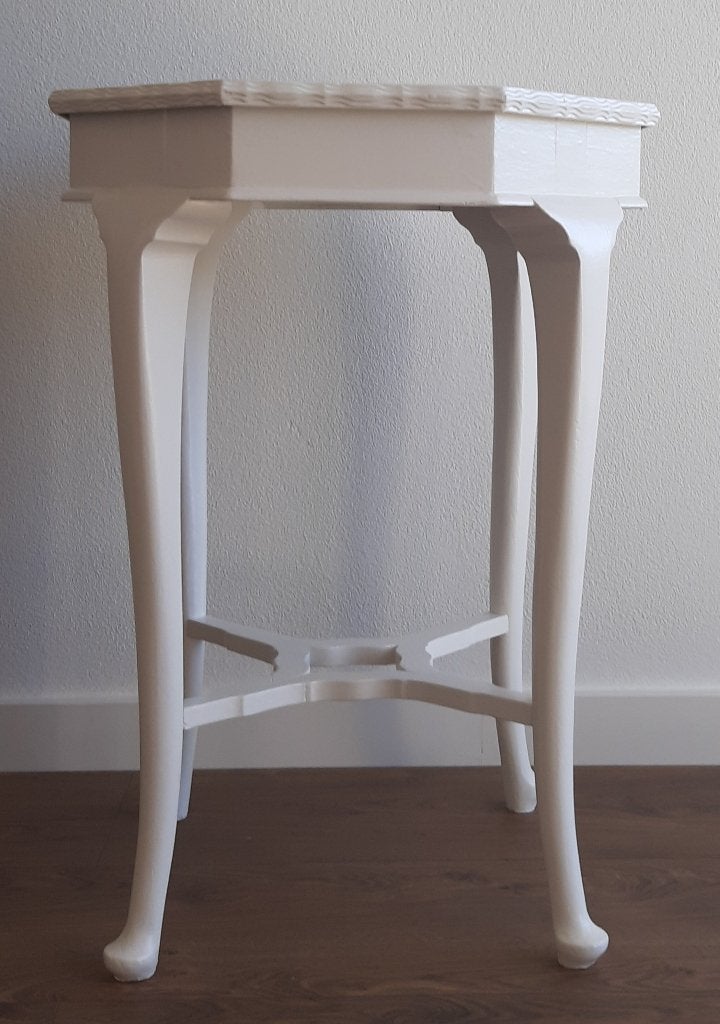Vintage bijzettafel, wit, achthoekig, Ophalen, Minder dan 55 cm, Gebruikt, Vintage