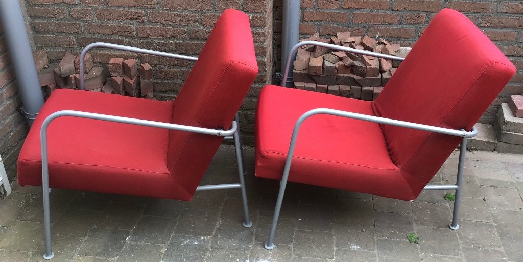 Set 2 rode Ikea fauteuils, hoes afneembaar, wasbaar, Ophalen, Gebruikt, Minder dan 75 cm, Stof