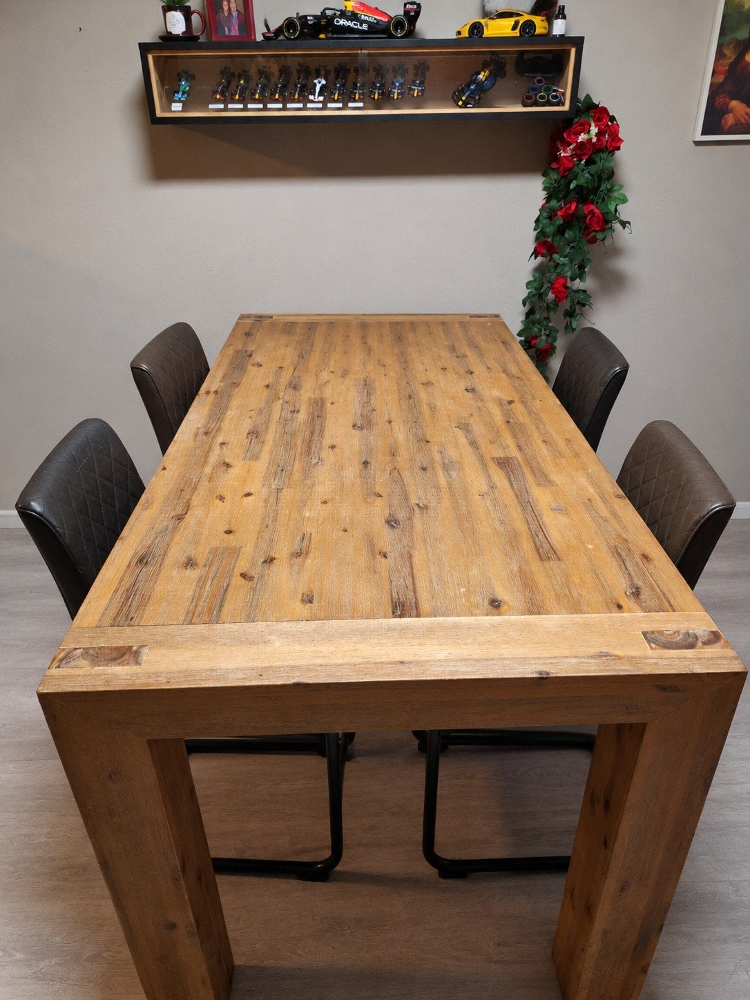 Eettafel met 4 stoelen, Huis en Inrichting, Ophalen, Gebruikt, Bruin, Vier