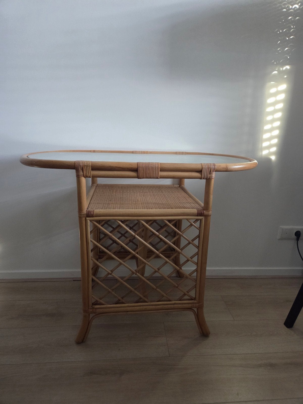 Bamboe tafel met glasplaat - 100x50x75 cm, Ophalen of Verzenden, Rechthoekig, 50 tot 100 cm, 50 tot 100 cm
