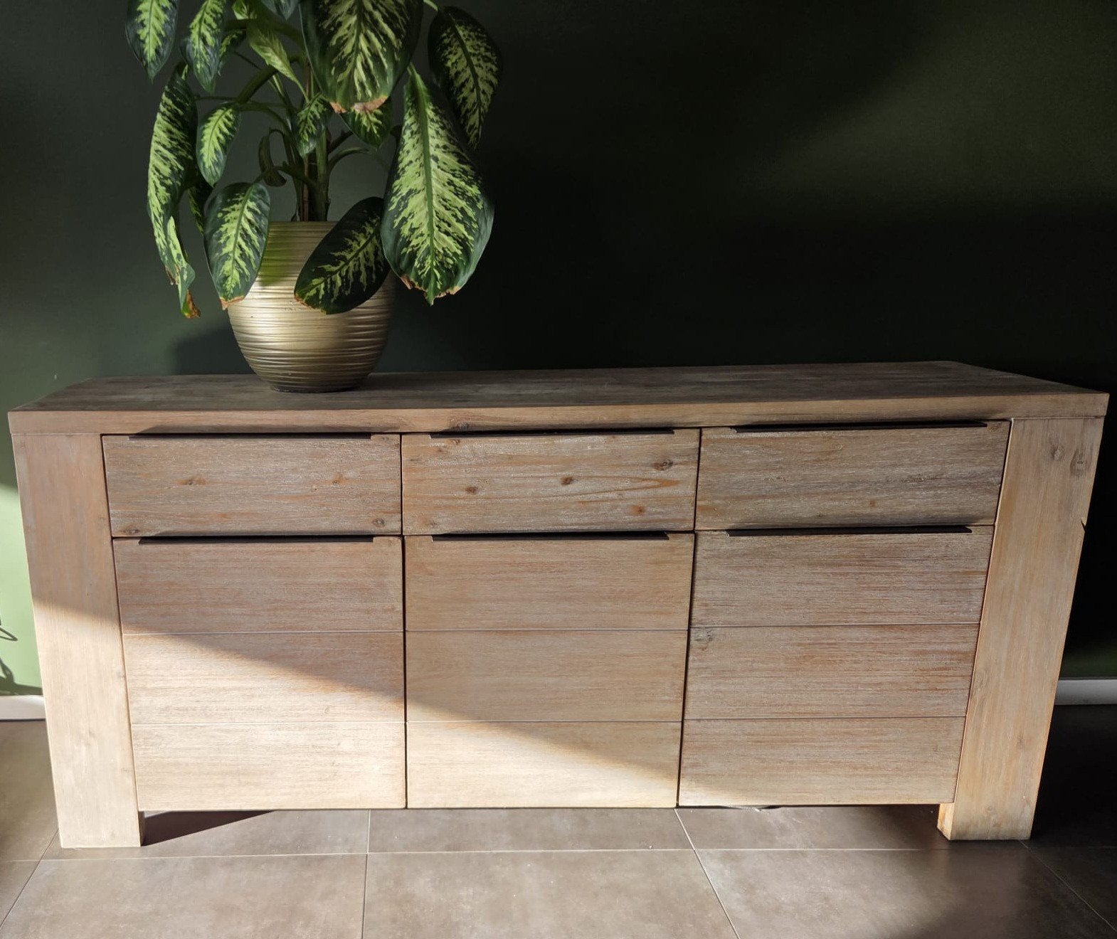 Stijlvol dressoir van licht hout met lades en deuren, Gebruikt, 150 tot 200 cm, Met lade(s), Ophalen of Verzenden