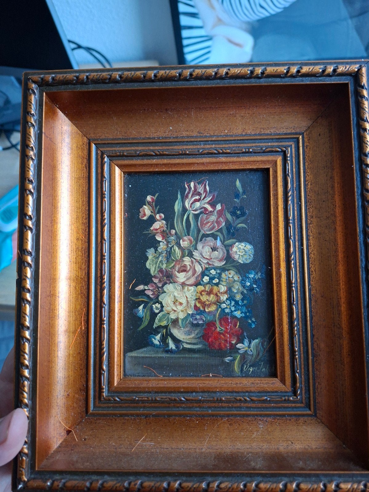 Klassiek bloemstilleven in lijst, Antiek en Kunst, Klassiek, Origineel werk, Ophalen, Bloemen