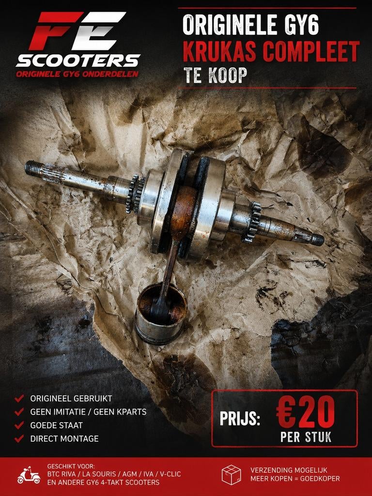 Originele GY6 Krukas Compleet, Ophalen of Verzenden, Gebruikt, Blok, Overige merken