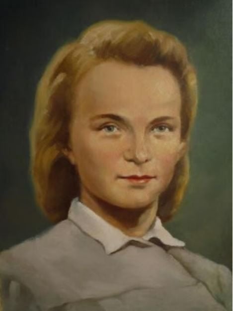 vintage portret schilderij op paneel 1949 vrouw, Antiek en Kunst, Kunst | Schilderijen | Klassiek, Ophalen, Portret of Personen