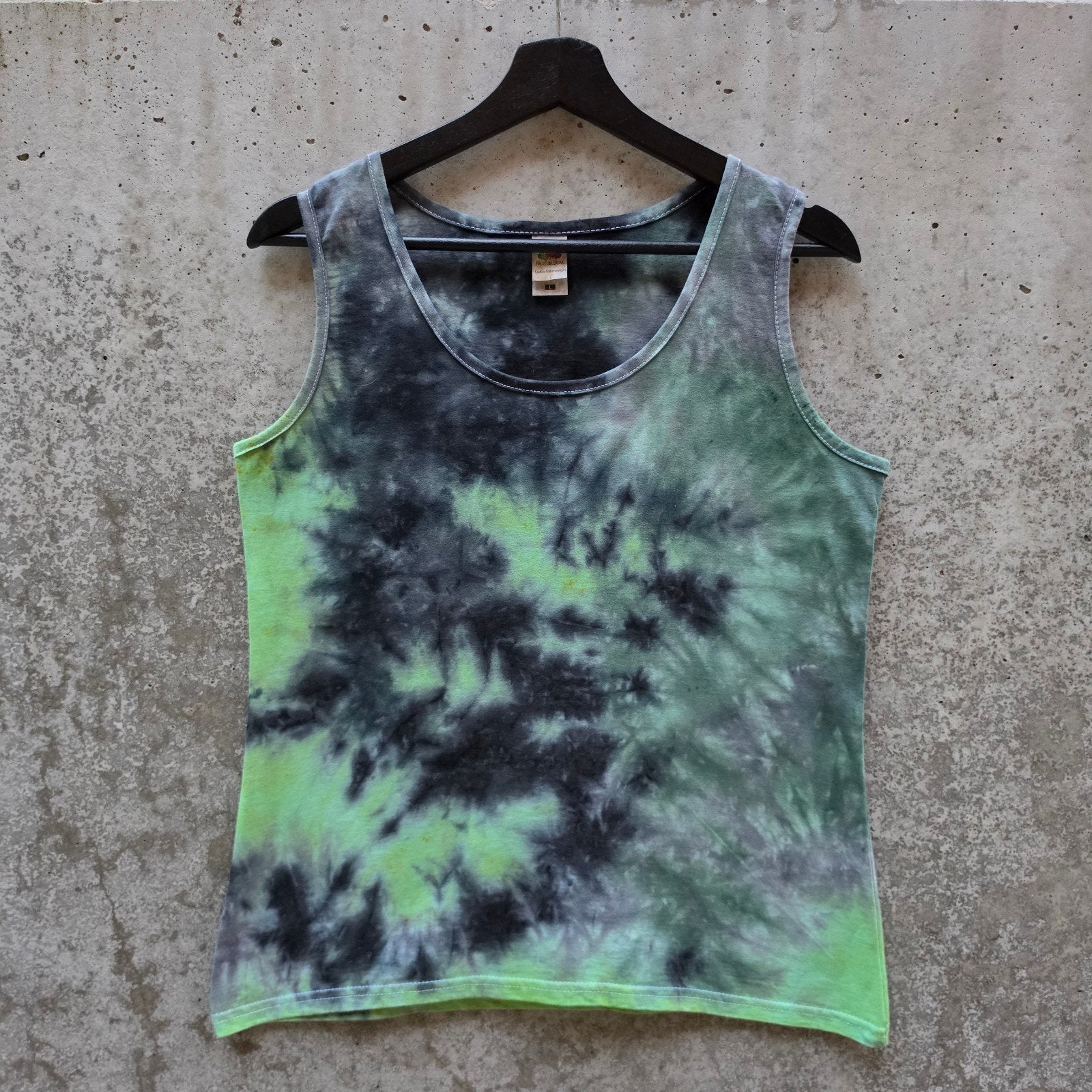 Groen - zwart spiral tie dye dames tanktop maat L, Maat 42/44 (L), Nieuw, Ophalen of Verzenden, Spiral Creaties
