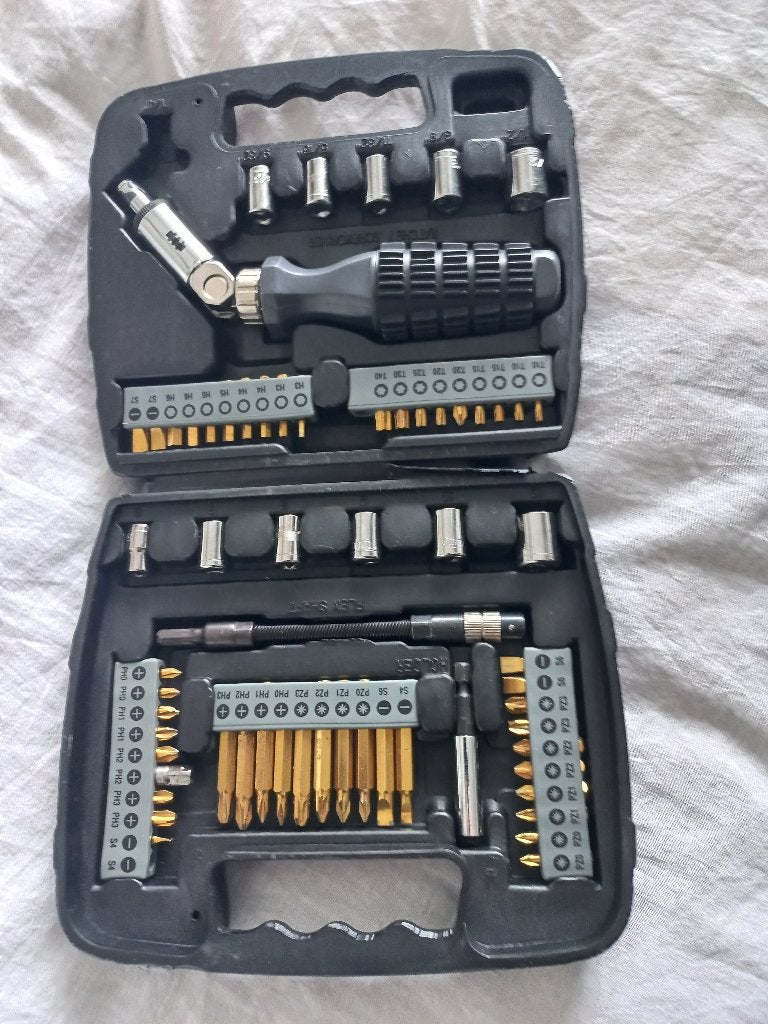 Bosch bit/dopsleutelset m. flex. schroevendr., Ophalen of Verzenden, Gebruikt, Bitset, Bosch