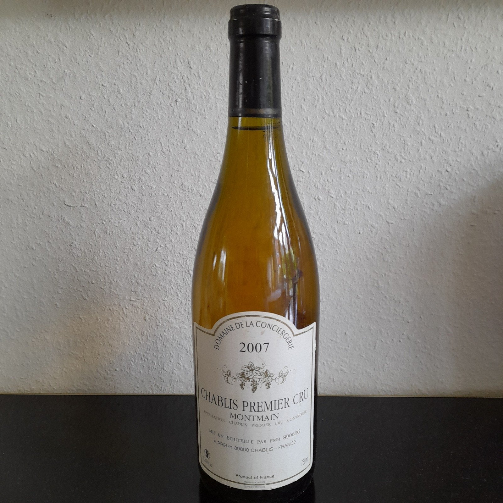 Chablis Premier Cru Montmain 2007 la Concierger, Verzamelen, Wijnen, Frankrijk, Ophalen of Verzenden, Vol, Witte wijn