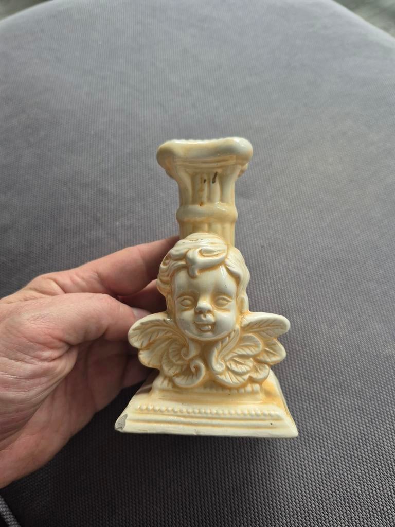 Vintage Keramieken Engeltje Kandelaar, Ophalen of Verzenden