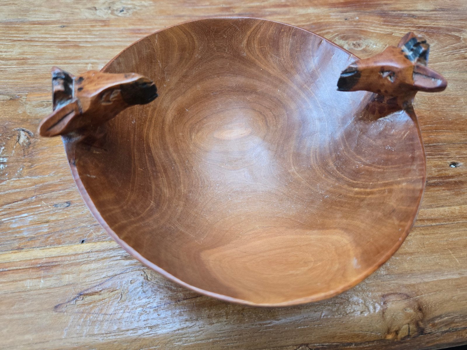 Houten Schaaltje met Giraffen, Kenia, Antiek en Kunst, Bruin, Afrika, Houtsnijwerk, Overige materialen