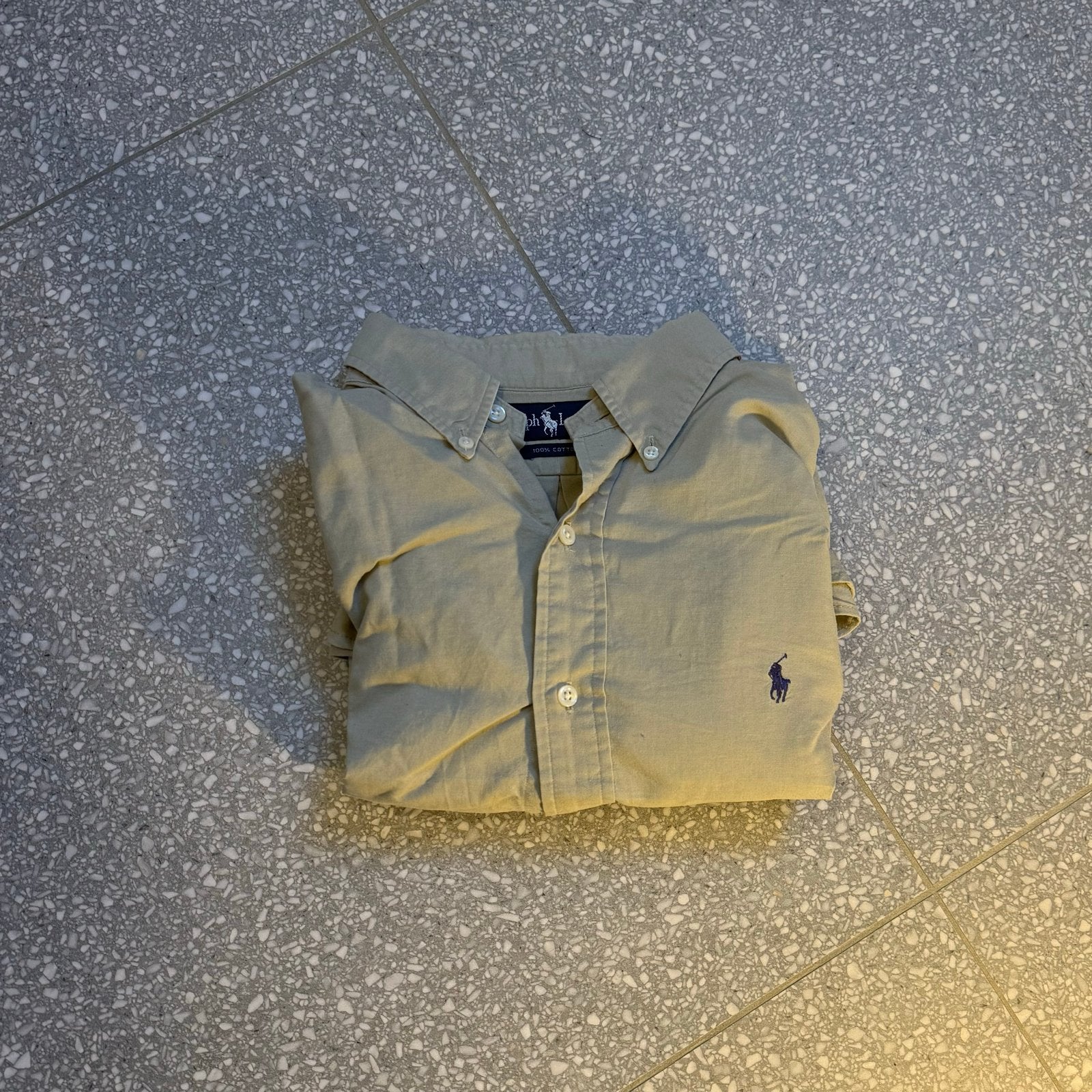 Ralph Lauren Overhemd Maat L, Ophalen of Verzenden, Gedragen, Beige, Halswijdte 41/42 (L)