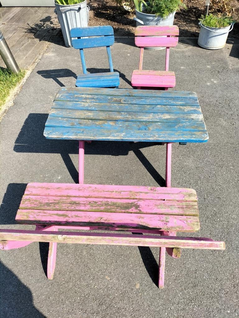 Leuk picknick setje, Tuin en Terras, Ophalen of Verzenden, Gebruikt, Rechthoekig, Hout