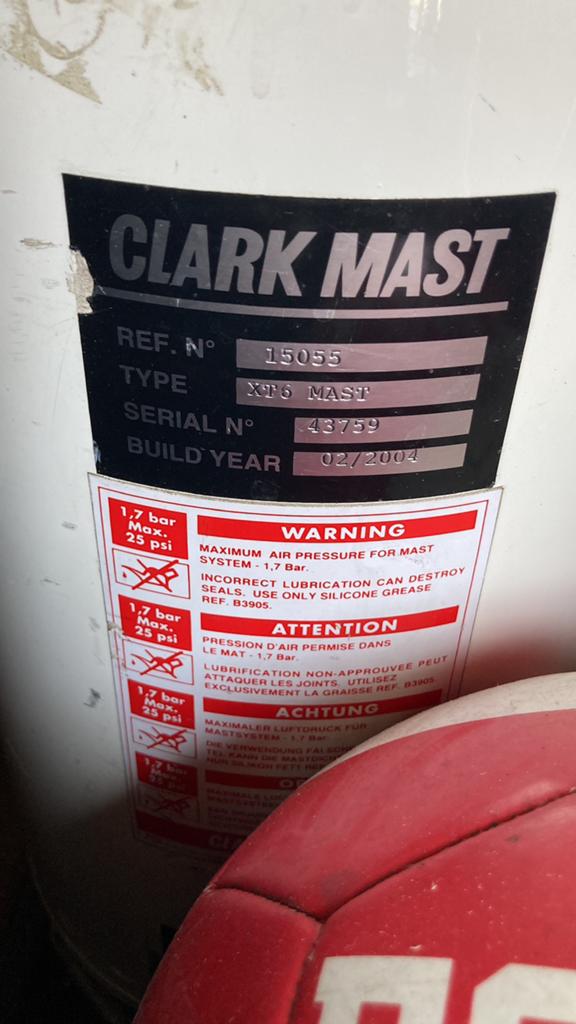 Professionele Clark Mast XT6 pompmast, Ophalen, Gebruikt, Mast
