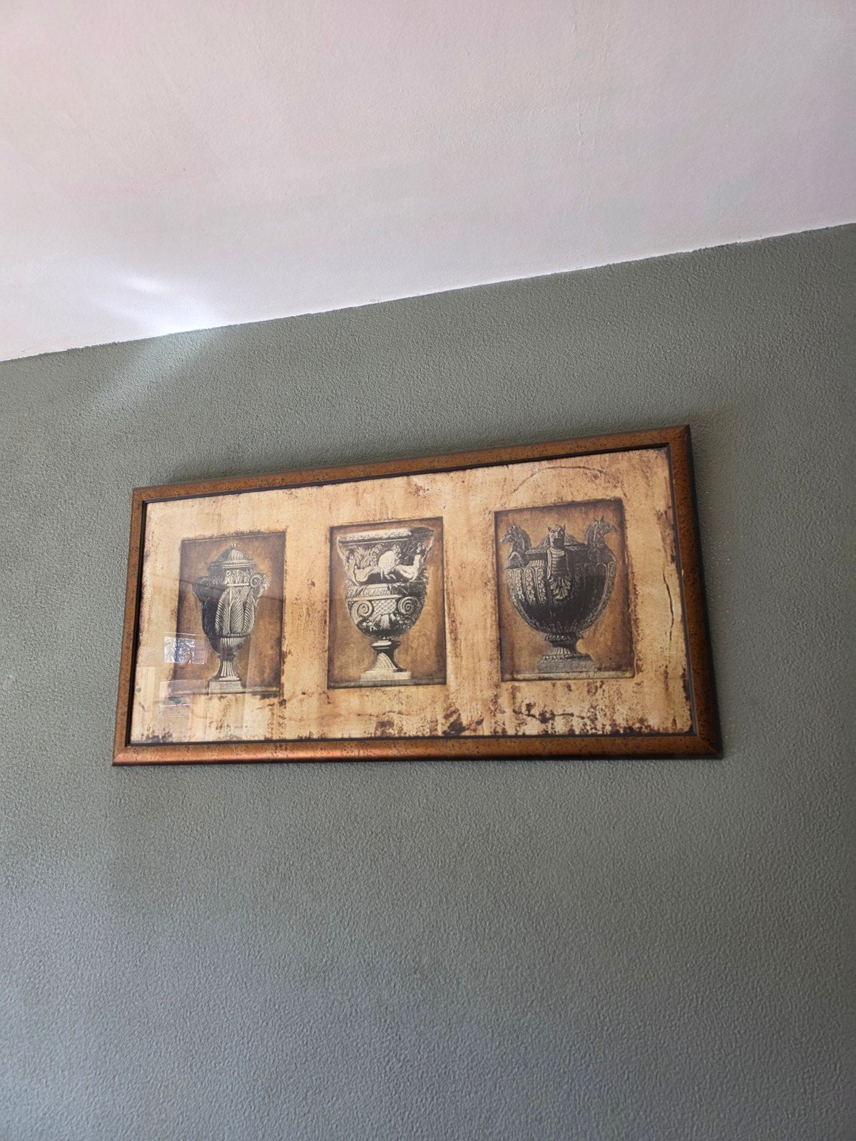 Decoratieve lijst met 3 vazen prints, Gebruikt, Ophalen of Verzenden, Print, 5 – 50