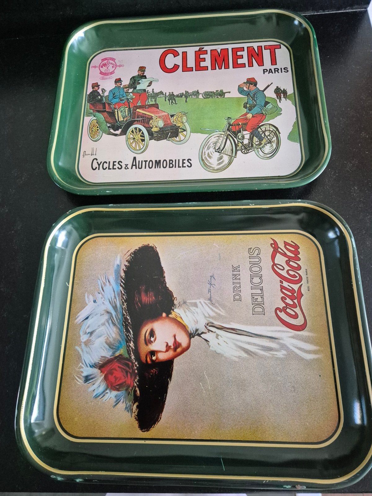 Vintage reclame dienbladen: Coca-Cola & Clément, Ophalen of Verzenden