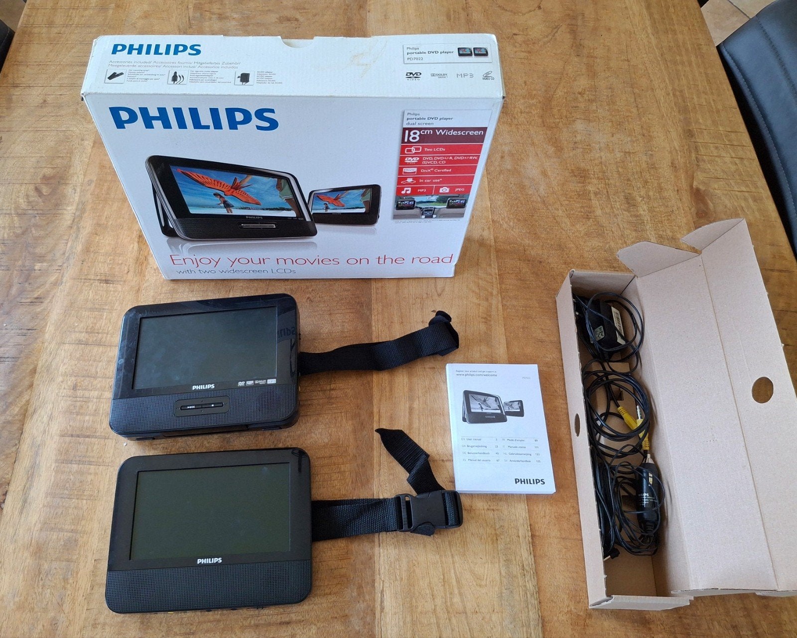 Philips Draagbare DVD-speler PD7022/12 met Dubbel Scherm, Dvd-speler, Philips, Draagbaar, Ophalen of Verzenden