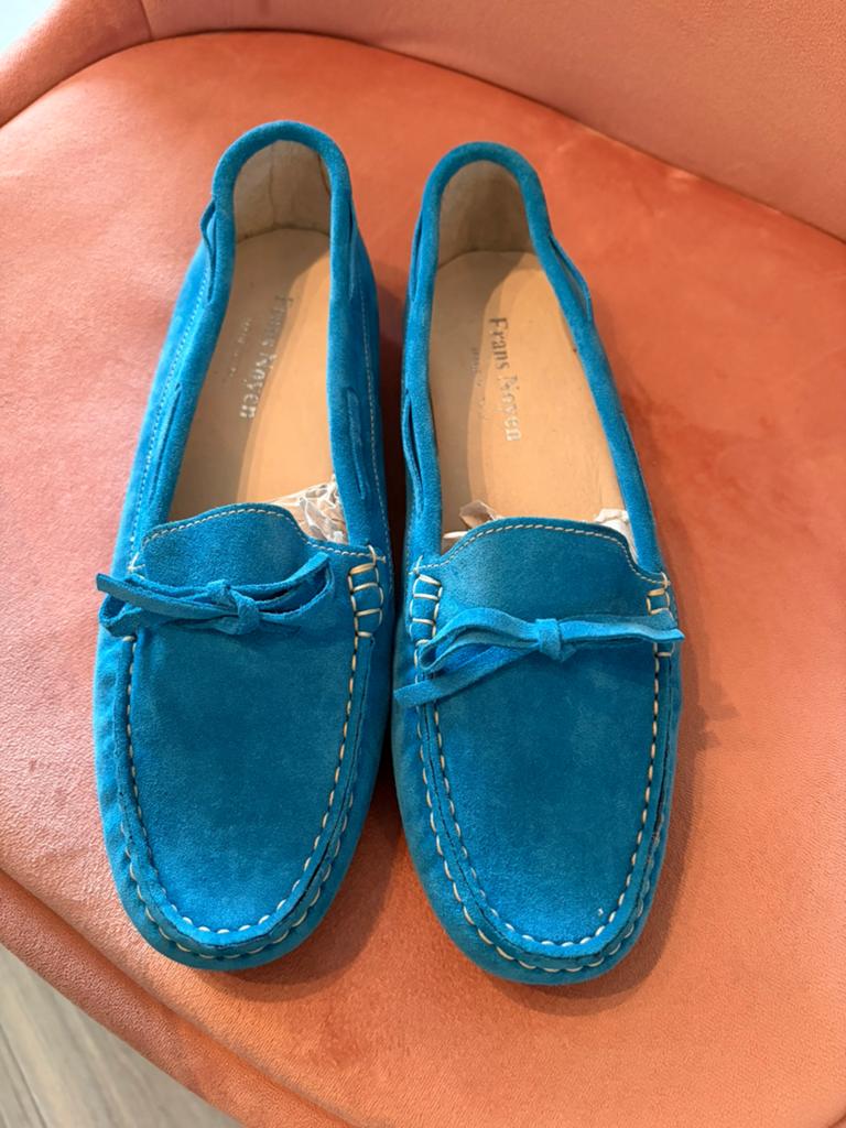 Nieuwe suede instappers/loafers Frans Noyen maat 38, Blauw, Instappers, Nieuw, Ophalen of Verzenden