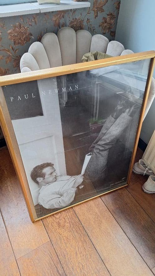 Oude Paul Newman poster in lijst (82x64 cm), Verzamelen, Ophalen of Verzenden, Gebruikt, A1 t/m A3