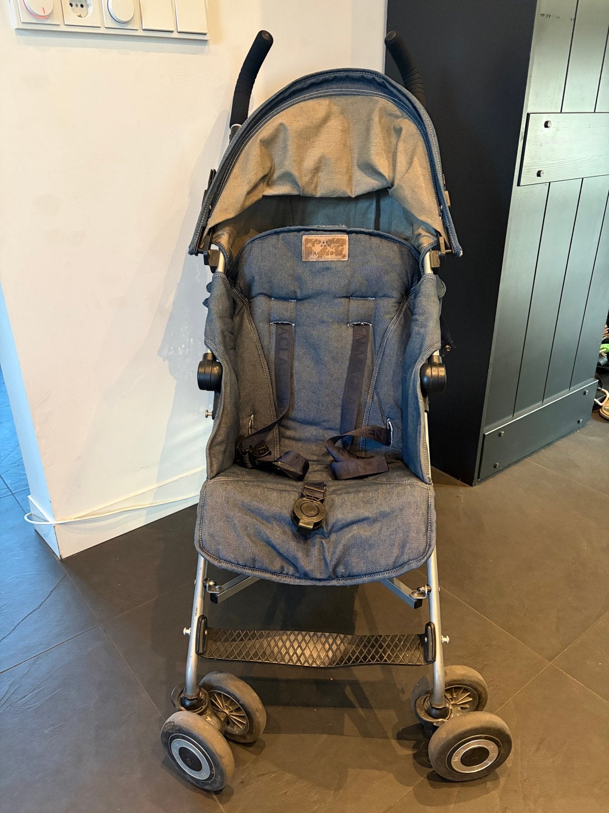 Maclaren Buggy Spijkerstof met Regenkap, Ophalen, Gebruikt, Maclaren, Regenhoes
