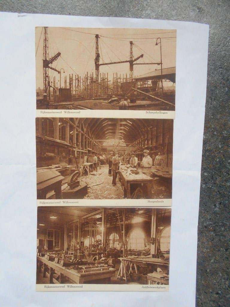 Den Helder Marinewerf drie unieke oude kaarten Willemsoord, Ophalen of Verzenden, 1920 tot 1940, Ongelopen, Noord-Holland