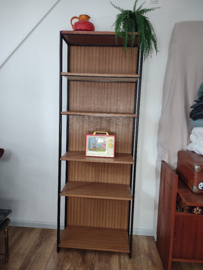 Vintage Tomado boekenkast, Ophalen, Met plank(en), Teakhout, 50 tot 100 cm