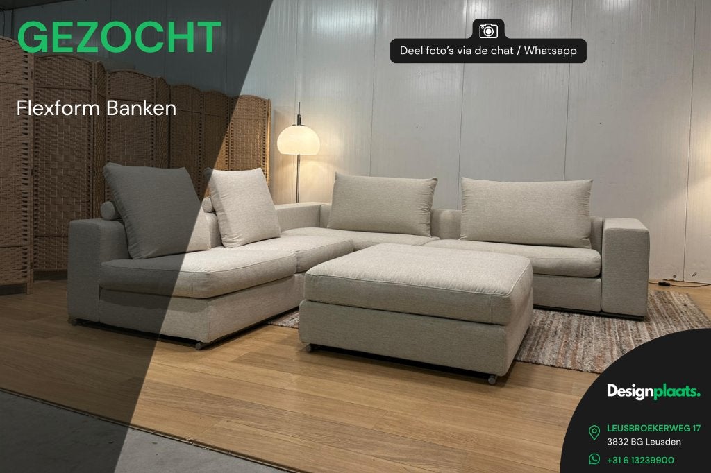 GEZOCHT: Flexform Bank / Hoekbank — Direct Inkoop, Huis en Inrichting, Banken | Bankstellen, Www.designplaats.nl, Vierpersoons of meer