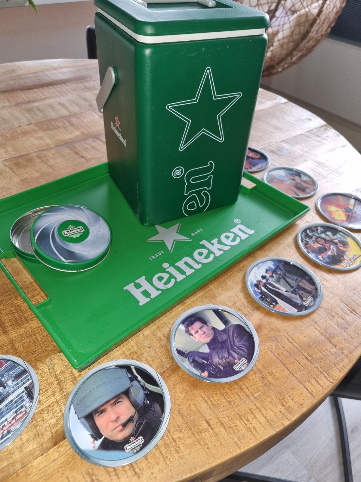 Heineken koelbox, dienblad en James Bond onderzetters, Ophalen of Verzenden