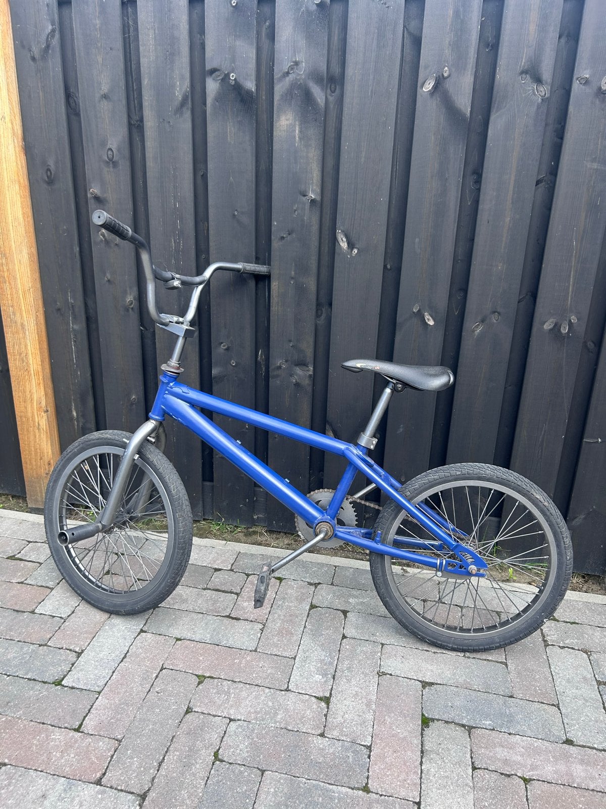 BMX Fiets - Mat Blauw Frame, Grijs Metallic Stuur, Ophalen, Terugtraprem, Staal, Voetsteunen