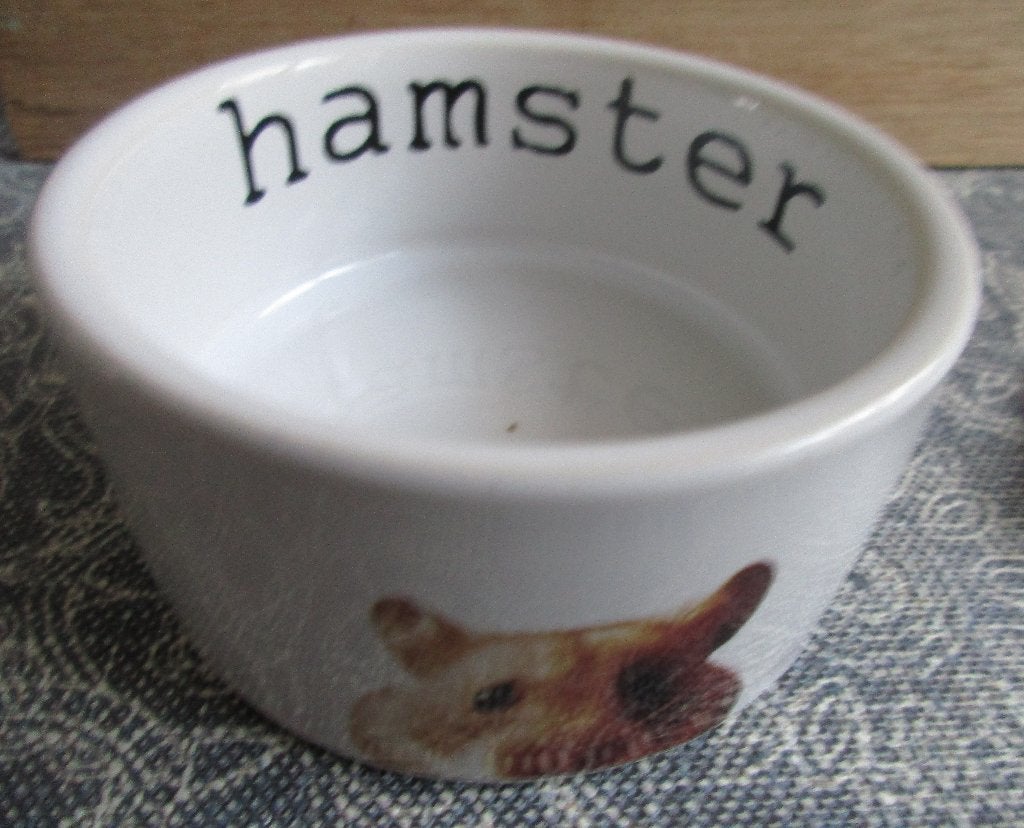 stenen hamster voerbakje met 'hamster' erop, Dieren en Toebehoren, Ophalen of Verzenden, Zo goed als nieuw, Voerbakje