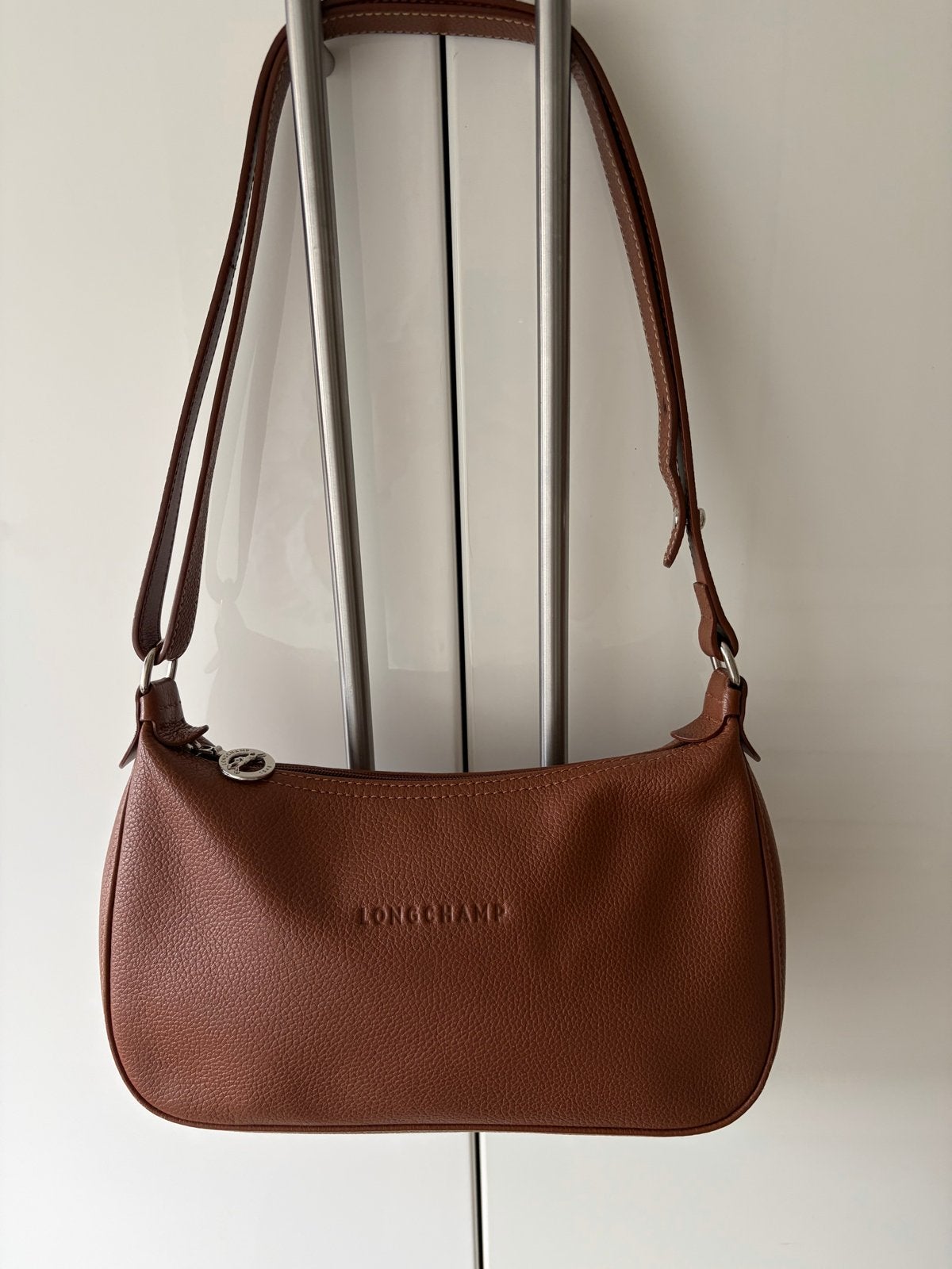 Longchamp Handtas Bruin Leer, Ophalen of Verzenden, Zo goed als nieuw, Bruin, Handtas