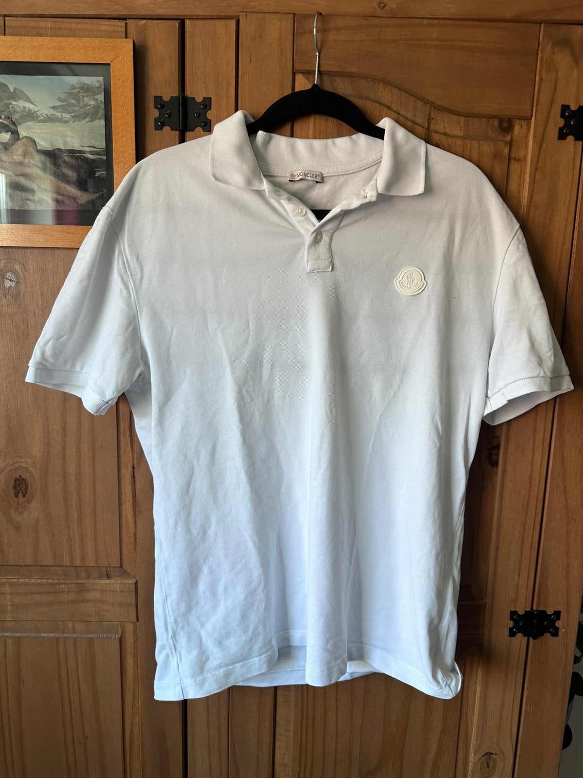 White Moncler polo, Ophalen of Verzenden, Zo goed als nieuw, Wit