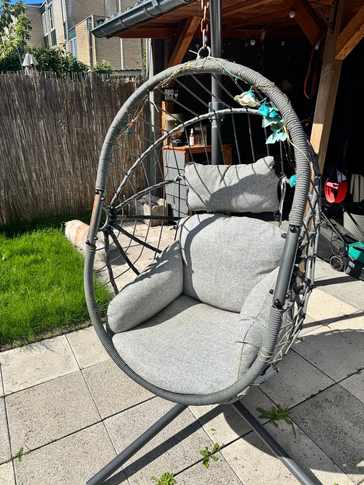 Comfortabele hangstoel voor in de tuin, Ophalen, Gebruikt, Metaal